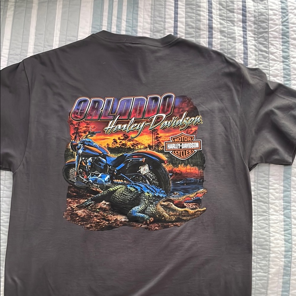 Orlando, Fl Harley-Davidson Gray Short Sleeve Tee with Racing Graphic